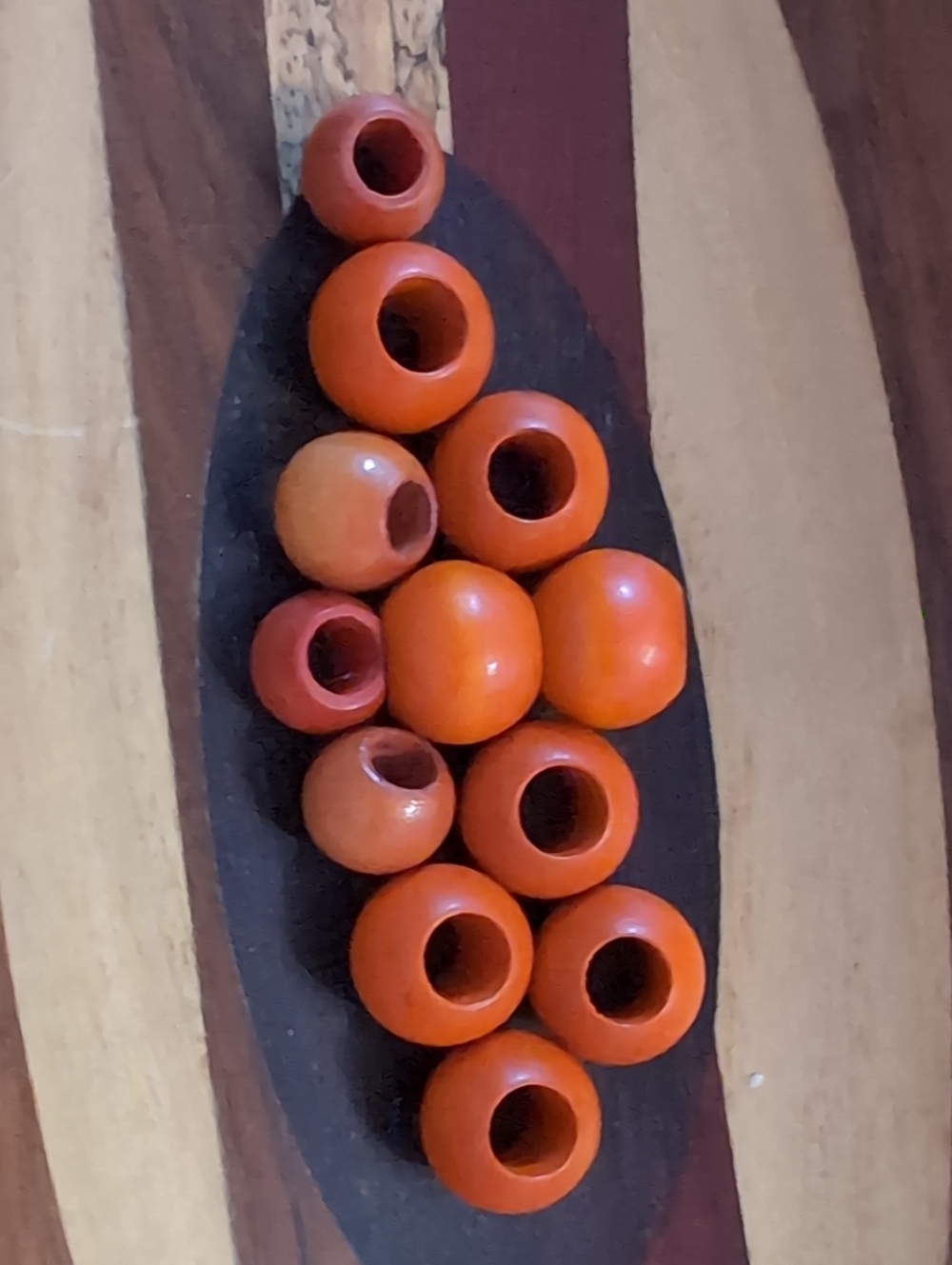 Orange Wood Macrame Beads